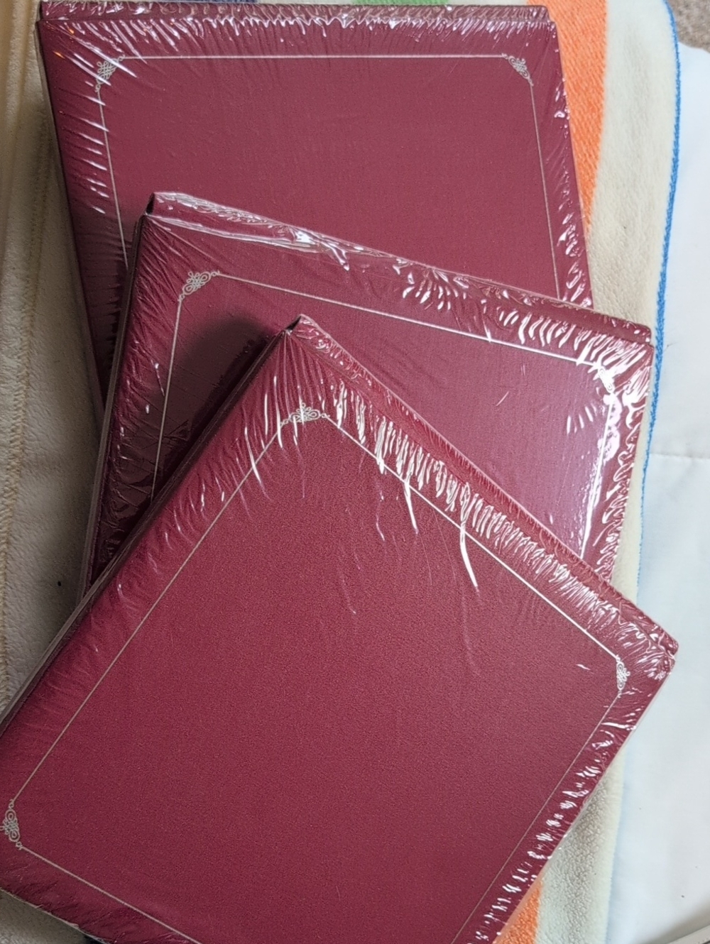Plum Burgundy Leatherette Jewelry or Keepsake Boxes Set